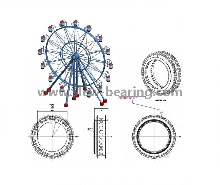 Nhiệm vụ nặng một hàng bóng bên trong bánh răng lớn kích thước vòng xoay vòng đối với bánh xe Ferris 